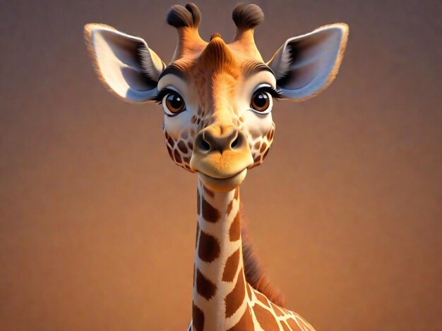 Um personagem de desenho animado de girafa 3d