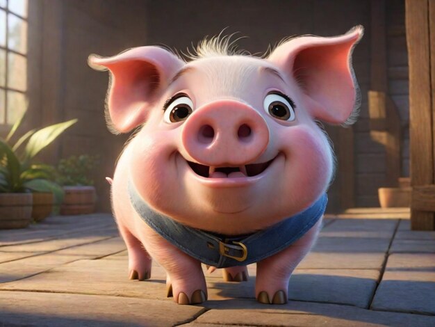 Foto um personagem de desenho animado de porco em 3d