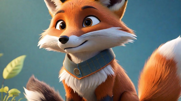 Um personagem de desenho animado de raposa 3D