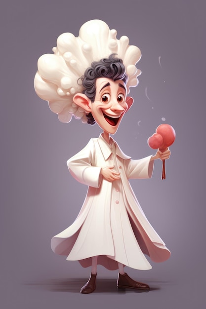 Um personagem de desenho animado de um chef segurando um pirulito