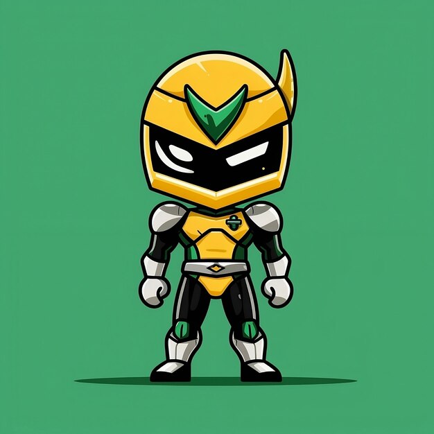 Um personagem de desenho animado de um ninja amarelo e preto