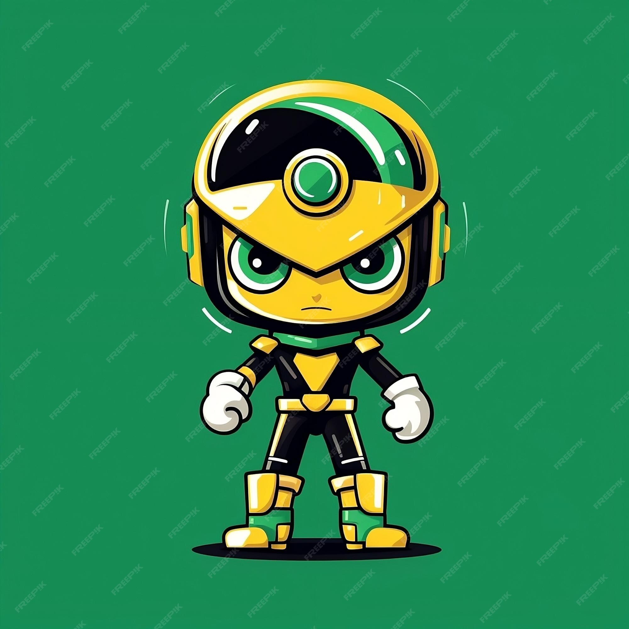 Um personagem de desenho animado de um guerreiro ninja amarelo