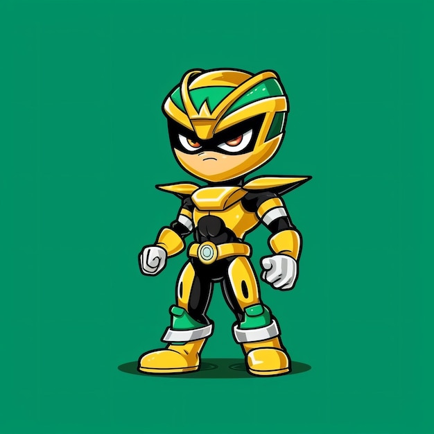 Um personagem de desenho animado de um ninja amarelo e preto