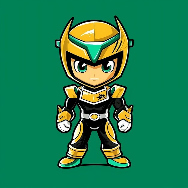 Um personagem de desenho animado de um ninja amarelo e preto
