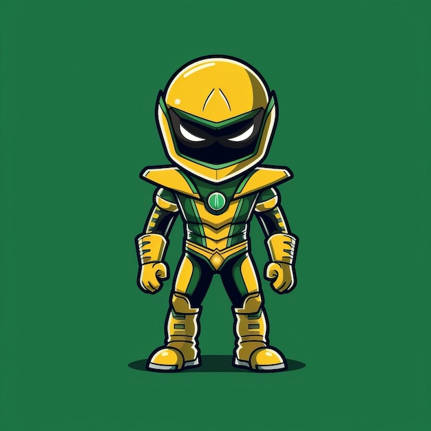 Um personagem de desenho animado de um guerreiro ninja amarelo e verde