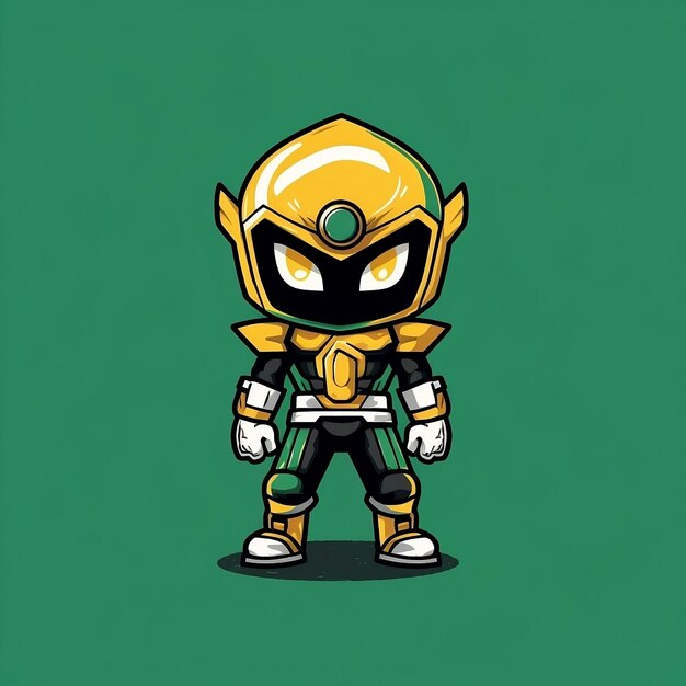 Um personagem de desenho animado de um guerreiro ninja amarelo e verde