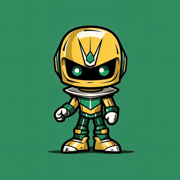 Um personagem de desenho animado de um guerreiro ninja amarelo e verde