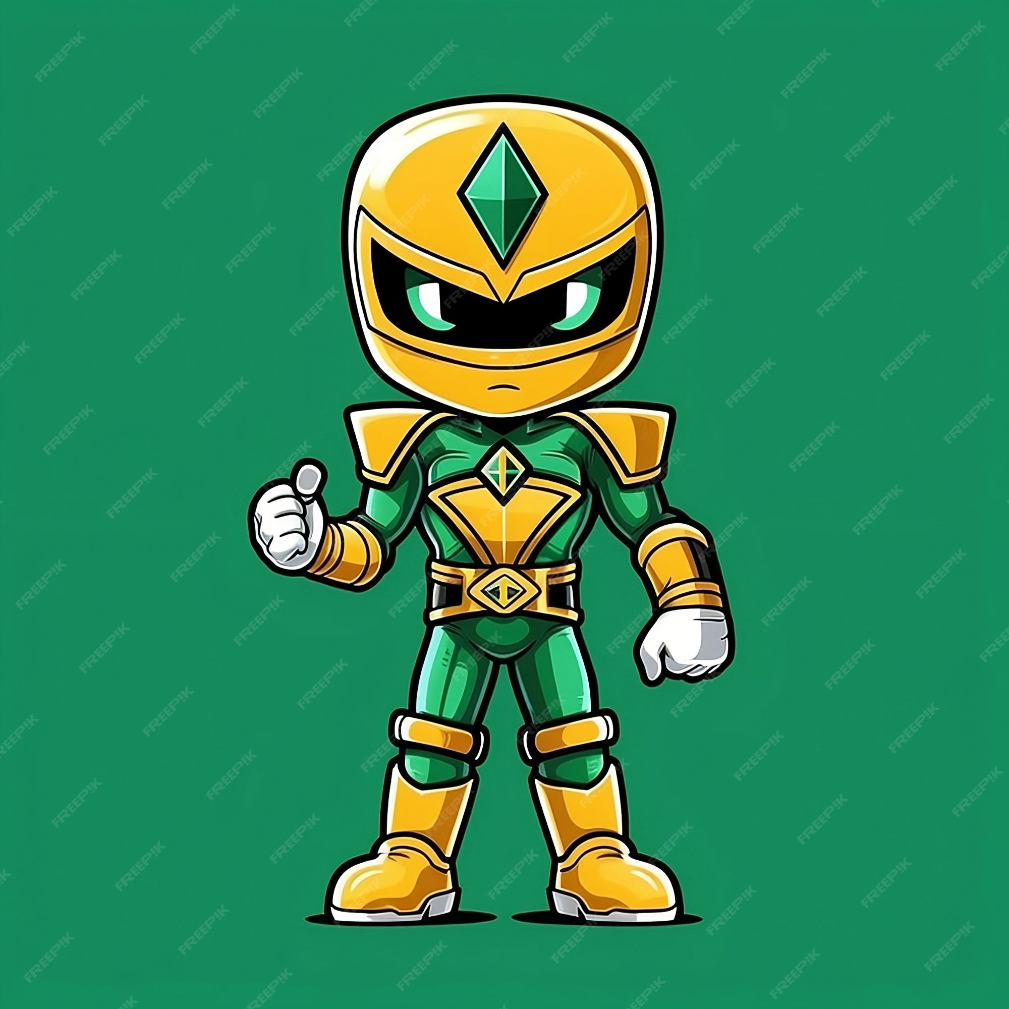 Um personagem de desenho animado de um guerreiro ninja amarelo e verde