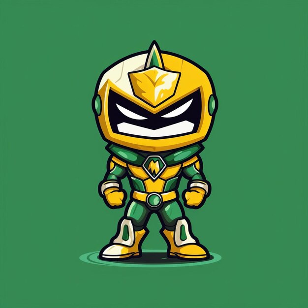 Um personagem de desenho animado de um guerreiro ninja amarelo e verde