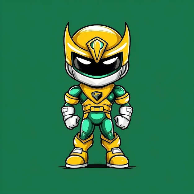 Um personagem de desenho animado de um guerreiro ninja amarelo e verde