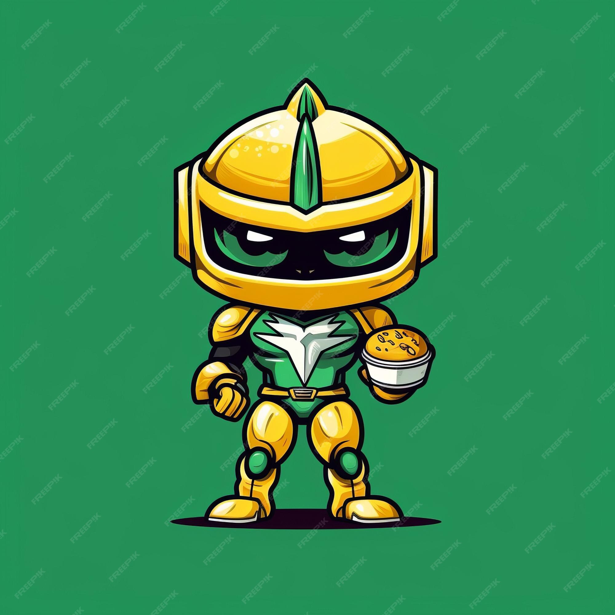 Um personagem de desenho animado de um ninja verde e amarelo