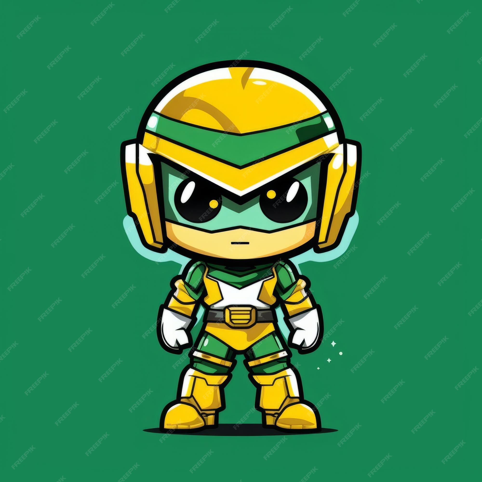 Um personagem de desenho animado de um ninja verde e amarelo