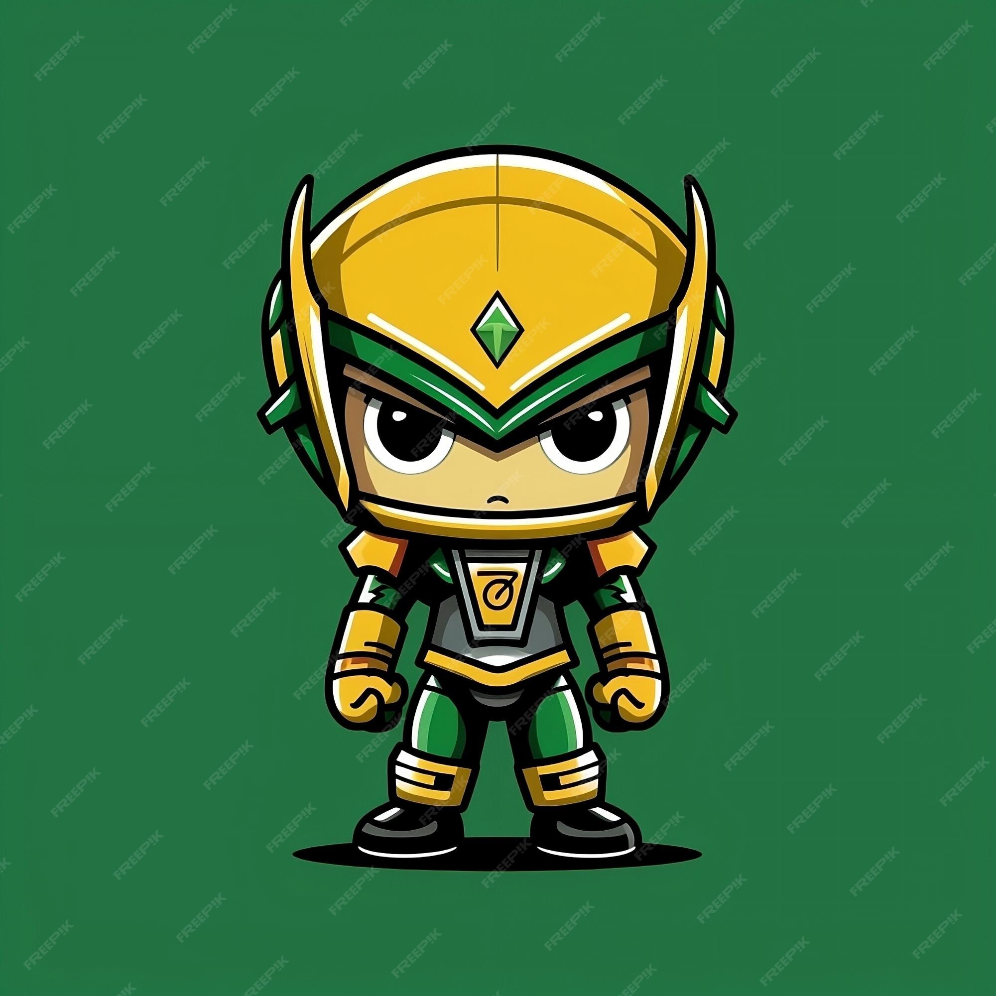 Um personagem de desenho animado de um ninja verde e amarelo