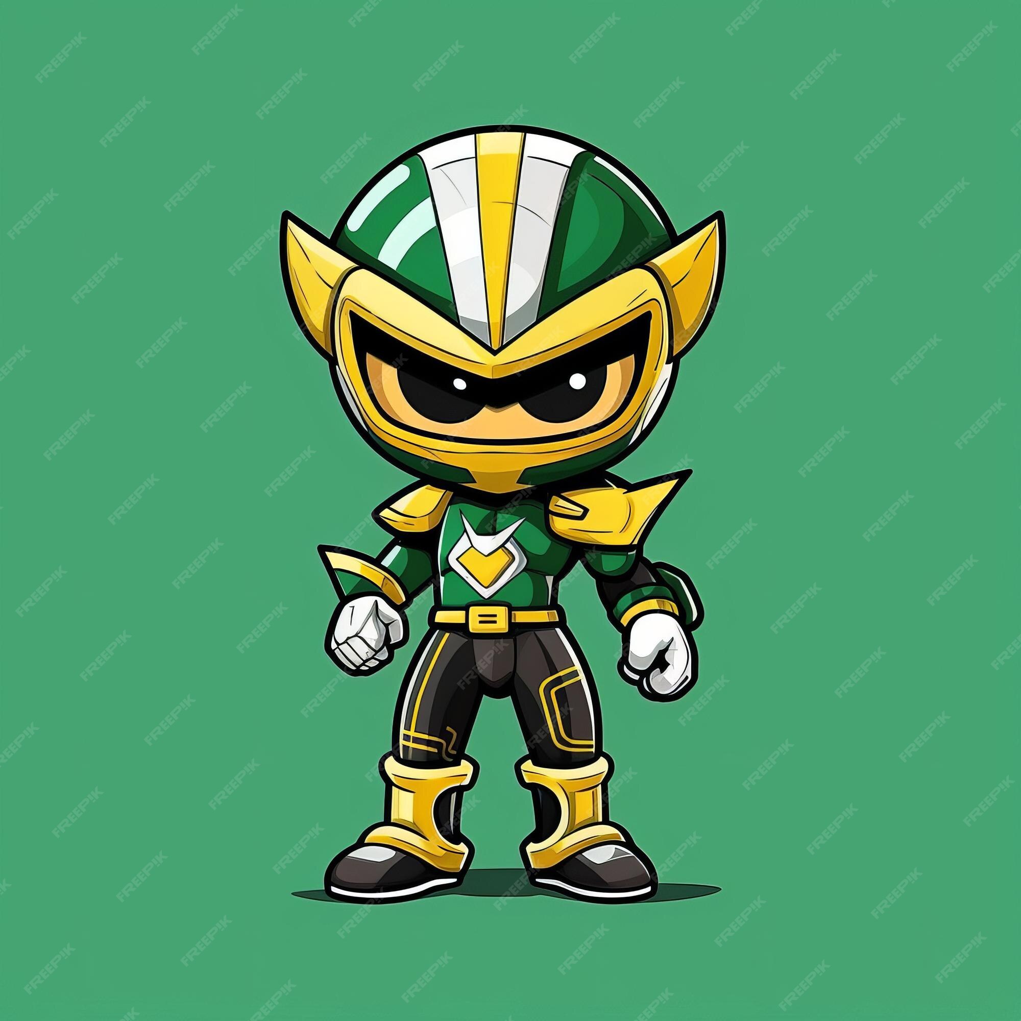 Um personagem de desenho animado de um ninja verde e amarelo