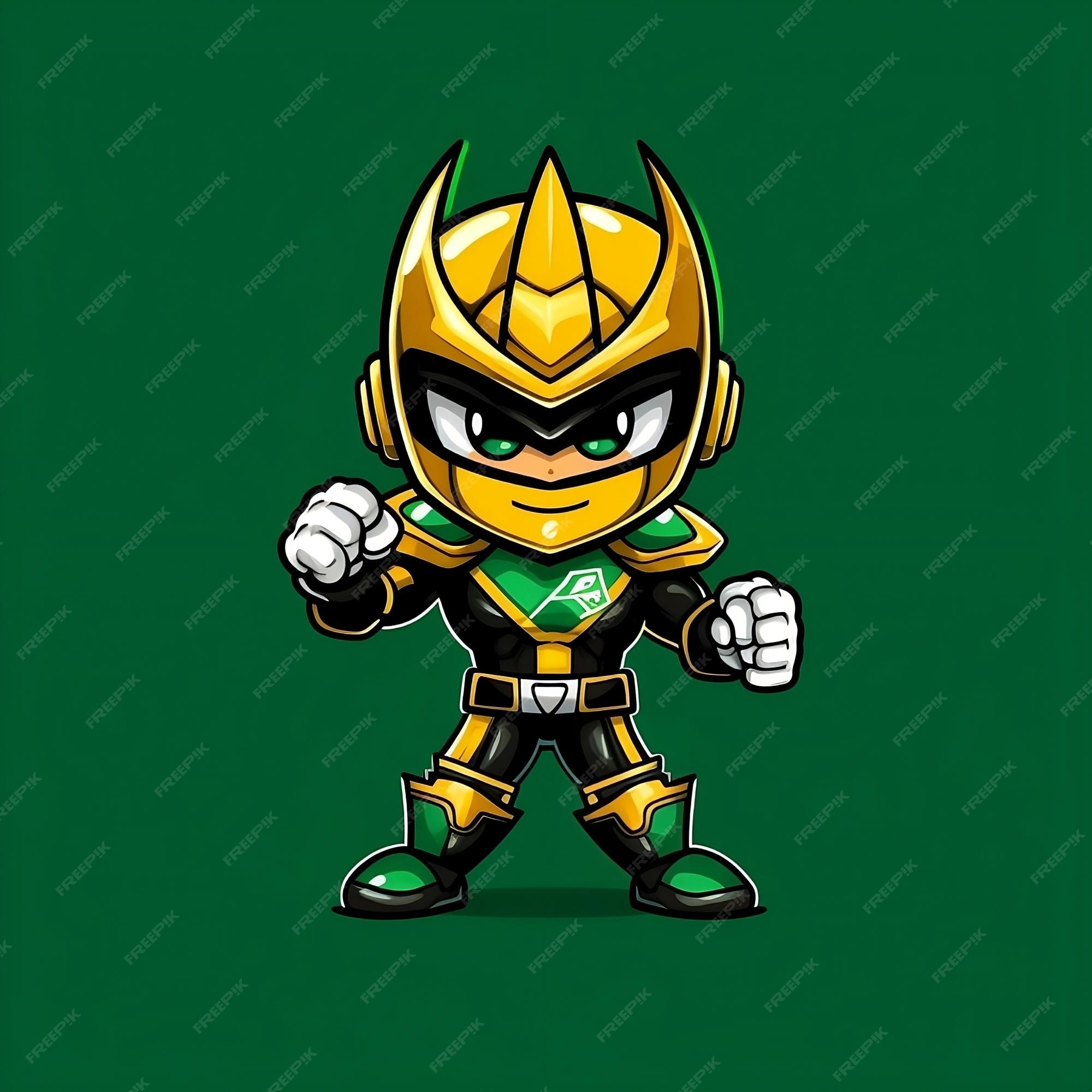 Um personagem de desenho animado de um ninja verde e amarelo