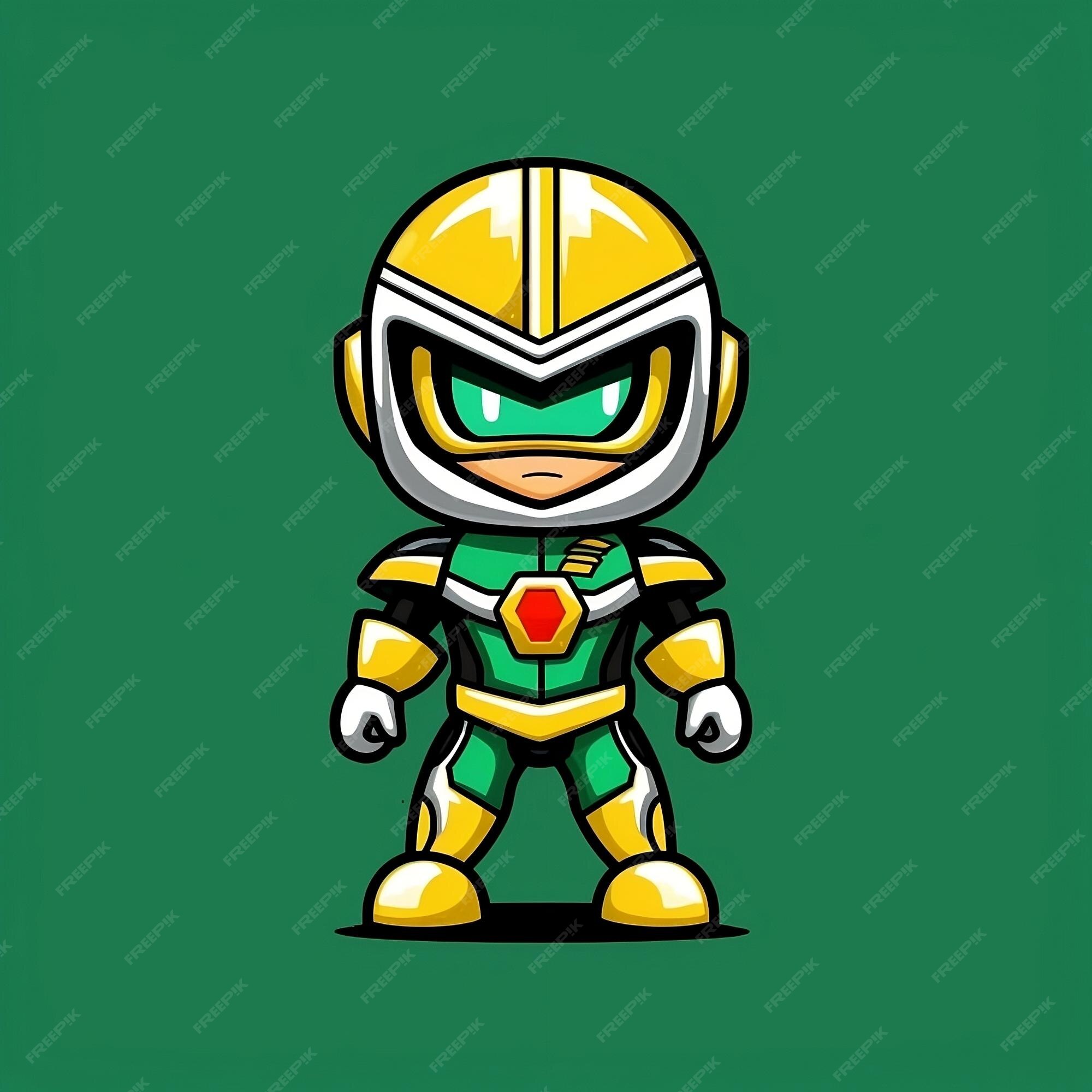 Um personagem de desenho animado de um ninja verde e amarelo