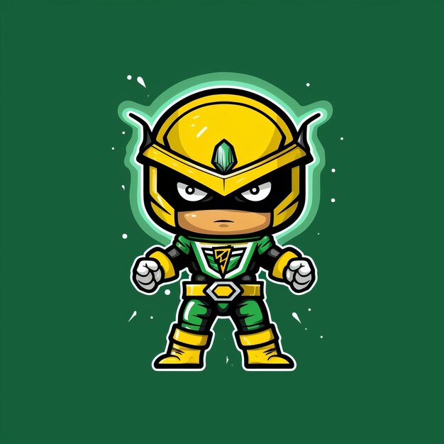 Um personagem de desenho animado de um ninja verde e amarelo