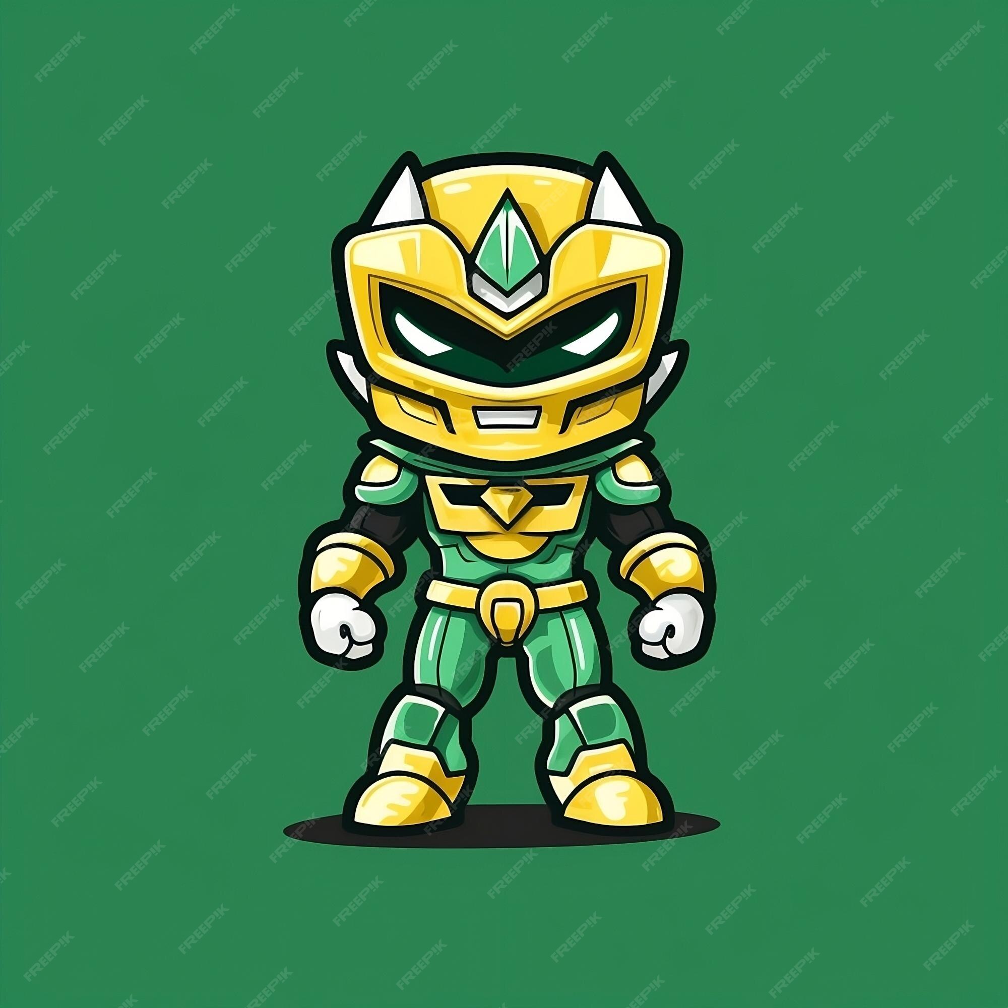 Um personagem de desenho animado de um ninja verde e amarelo