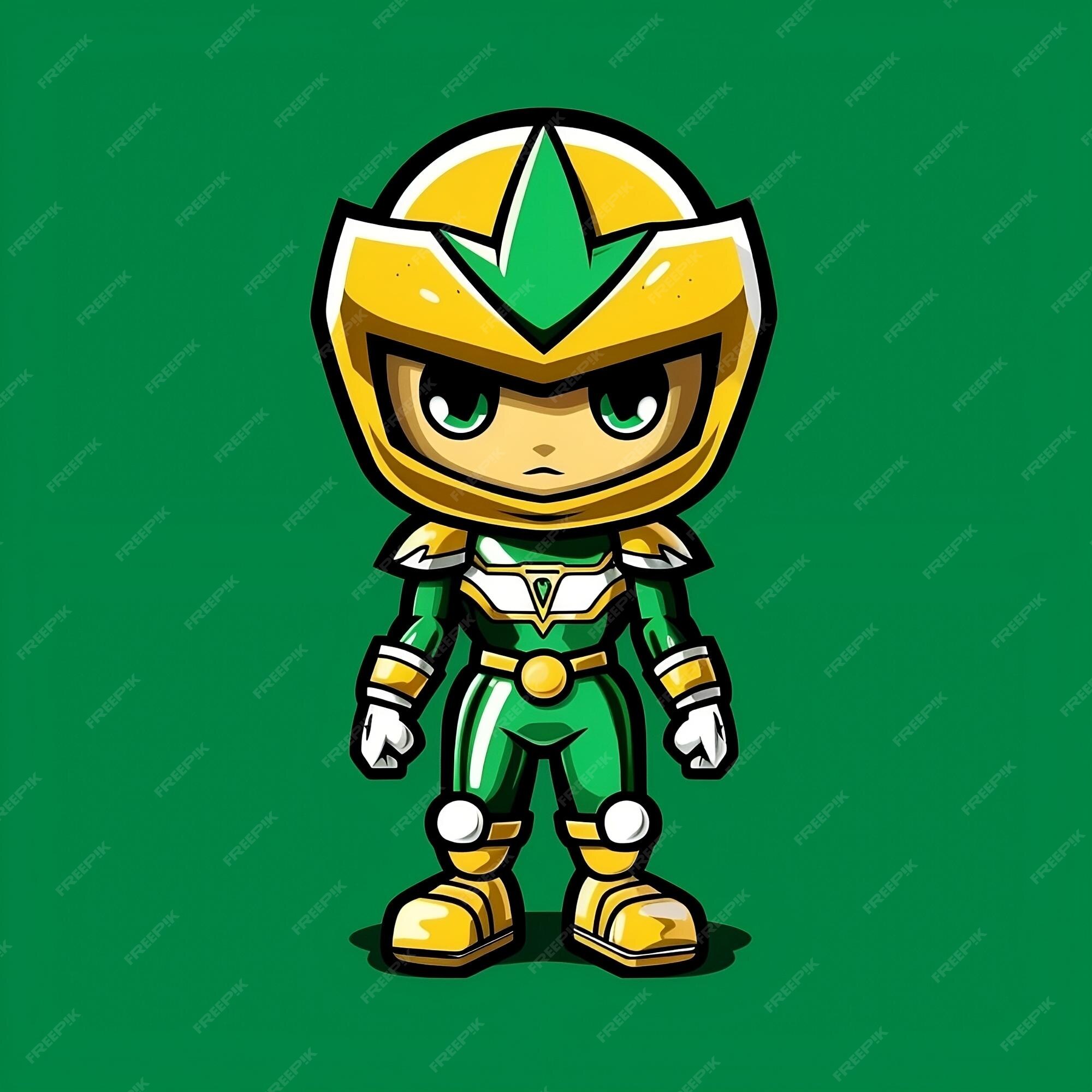 Um personagem de desenho animado de um ninja verde e amarelo