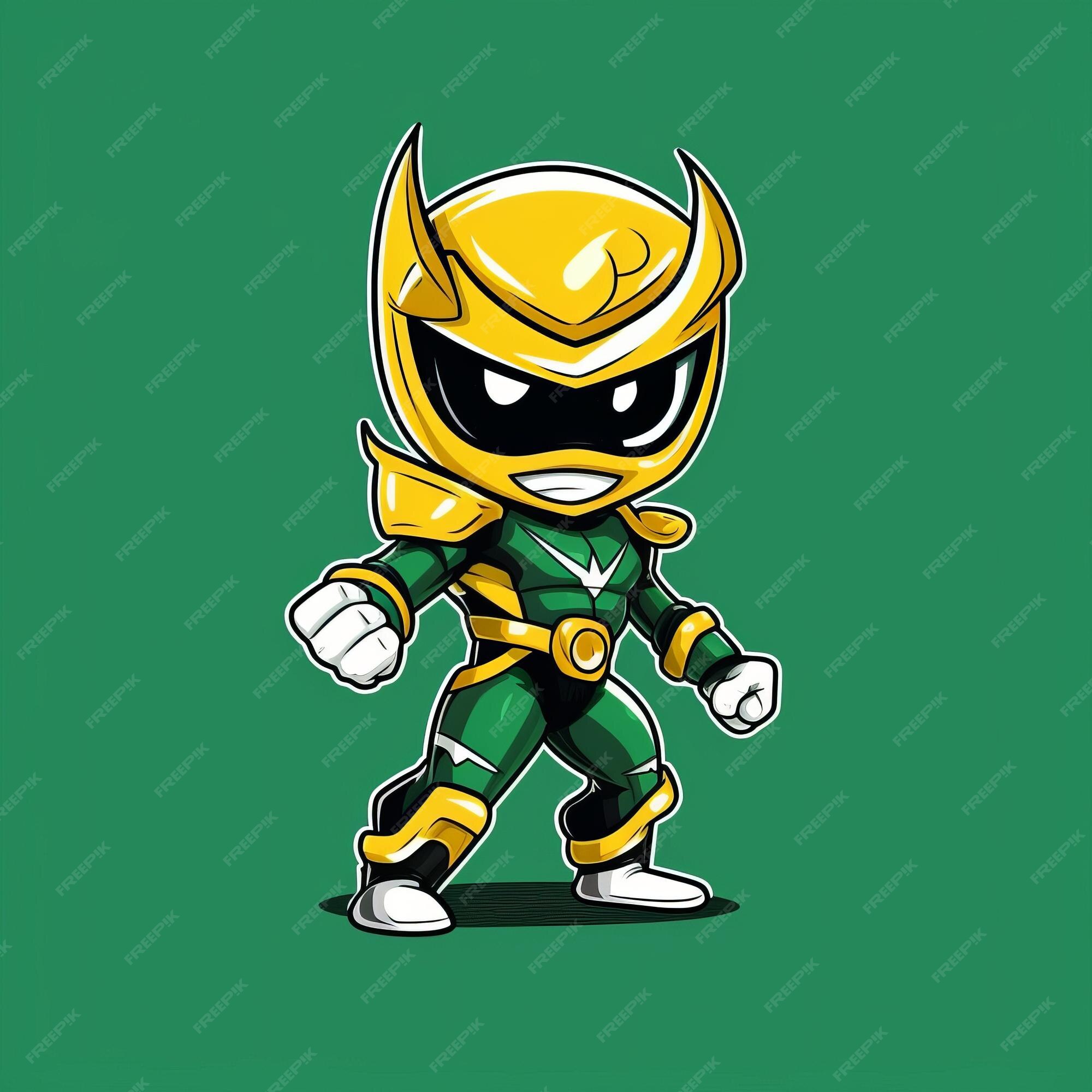 Um personagem de desenho animado de um ninja verde e amarelo