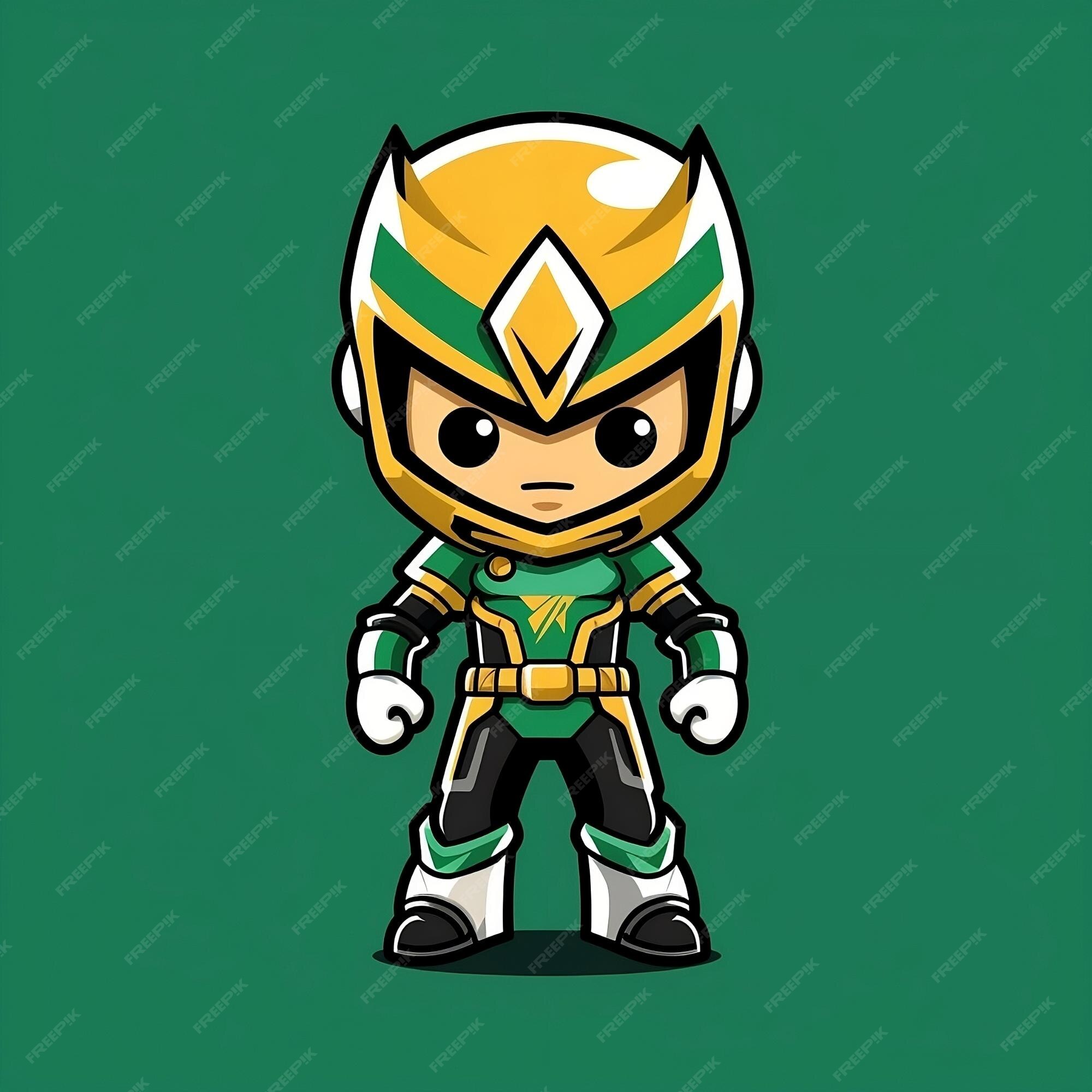 Um personagem de desenho animado de um ninja verde e amarelo