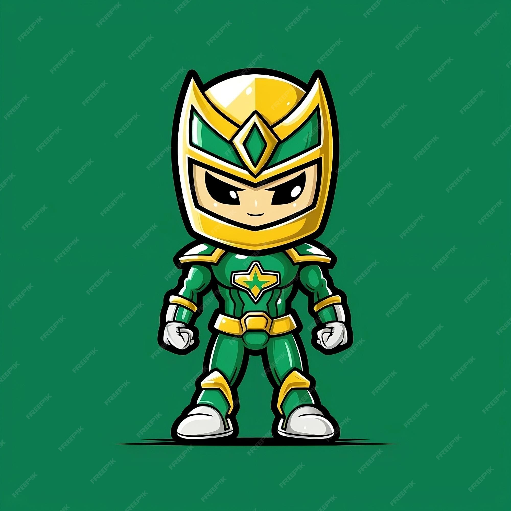 Um personagem de desenho animado de um ninja verde e amarelo