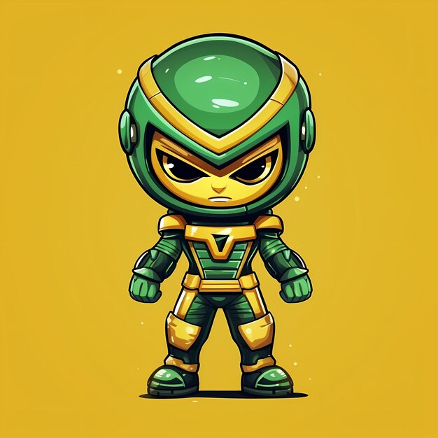 Um personagem de desenho animado de um ninja verde e amarelo