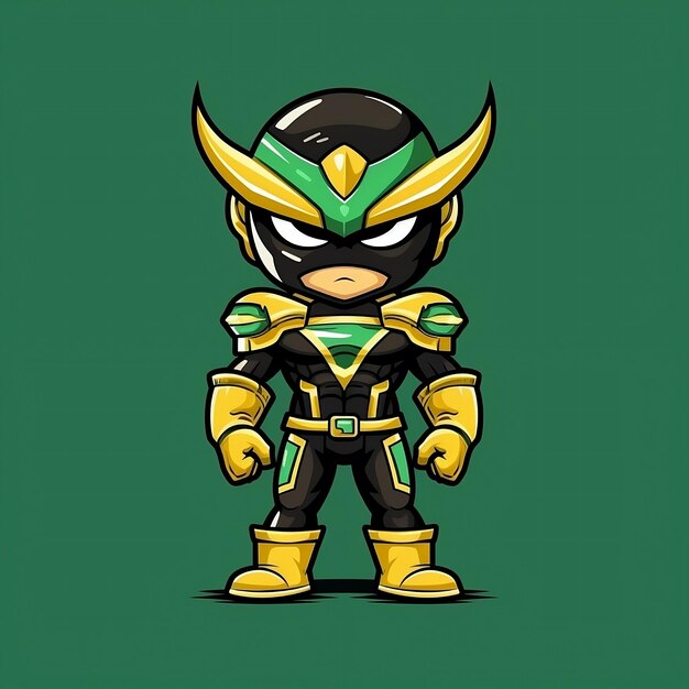 Um personagem de desenho animado de um ninja verde e amarelo