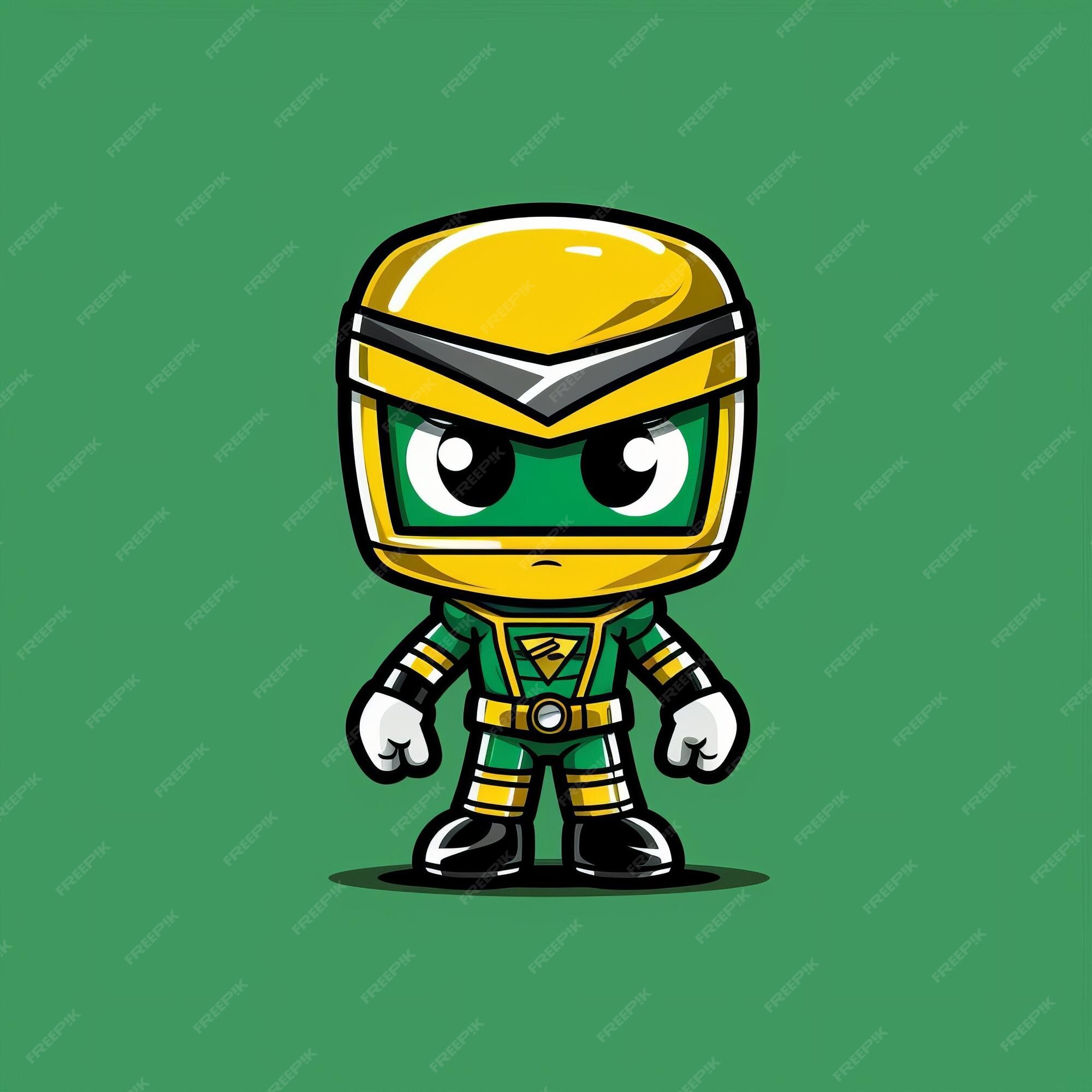 Um personagem de desenho animado de um ninja verde e amarelo