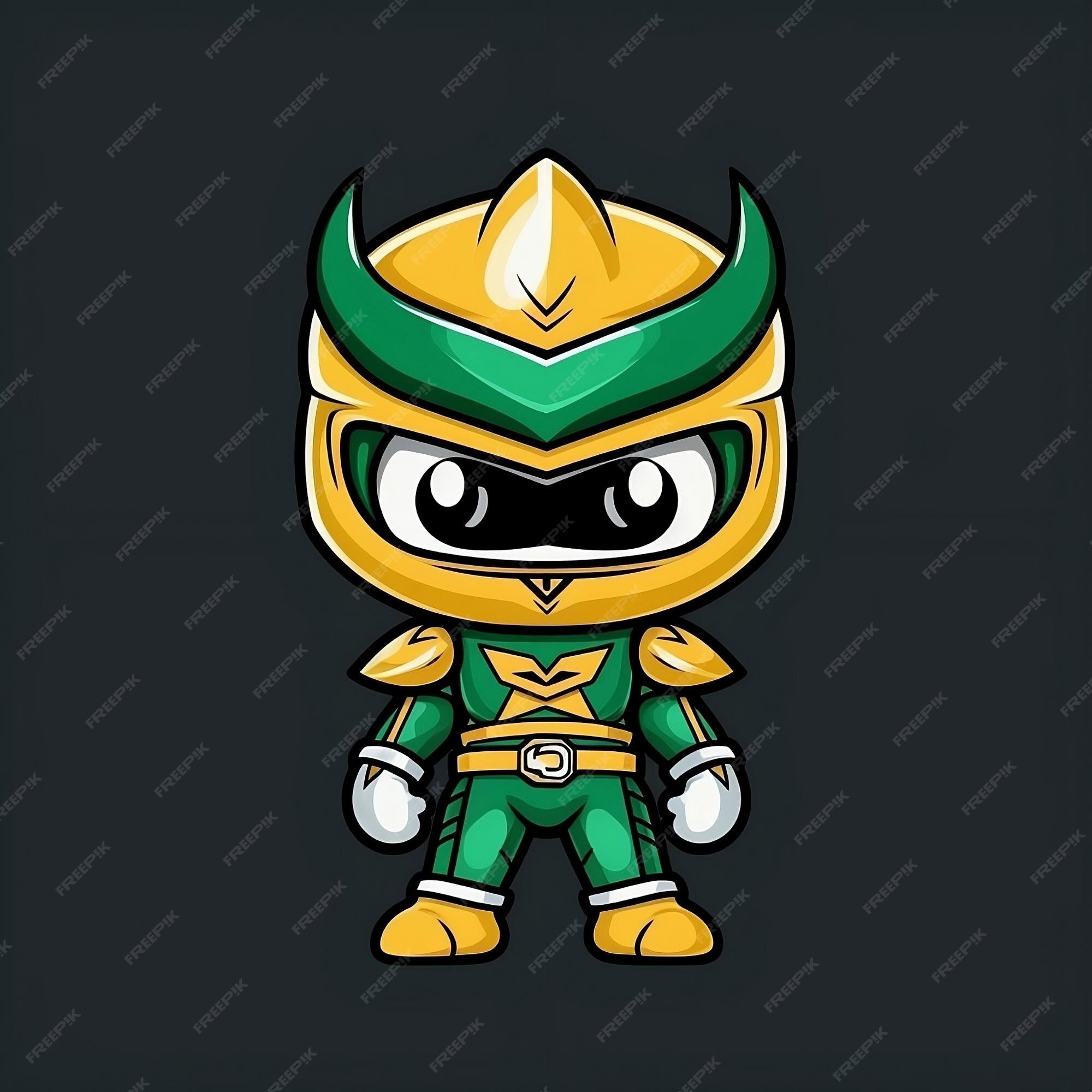 Um personagem de desenho animado de um ninja verde e amarelo