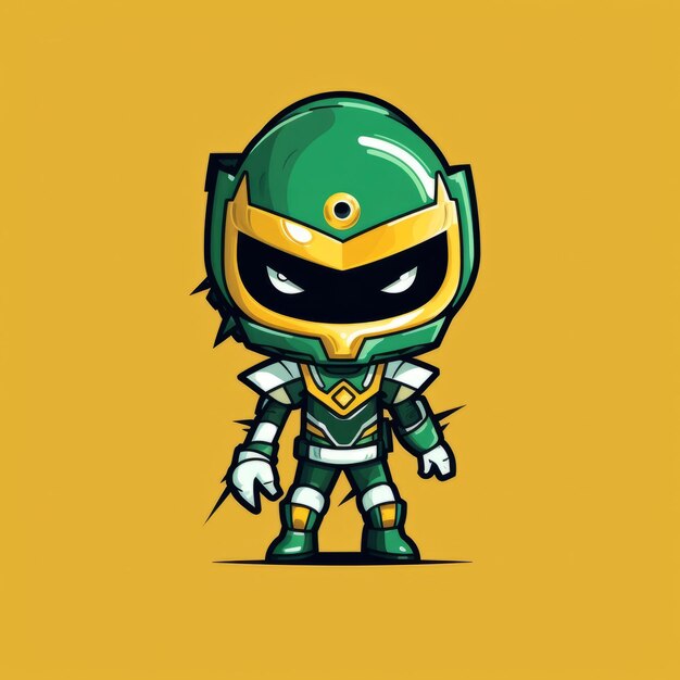 Um personagem de desenho animado de um ninja verde e amarelo