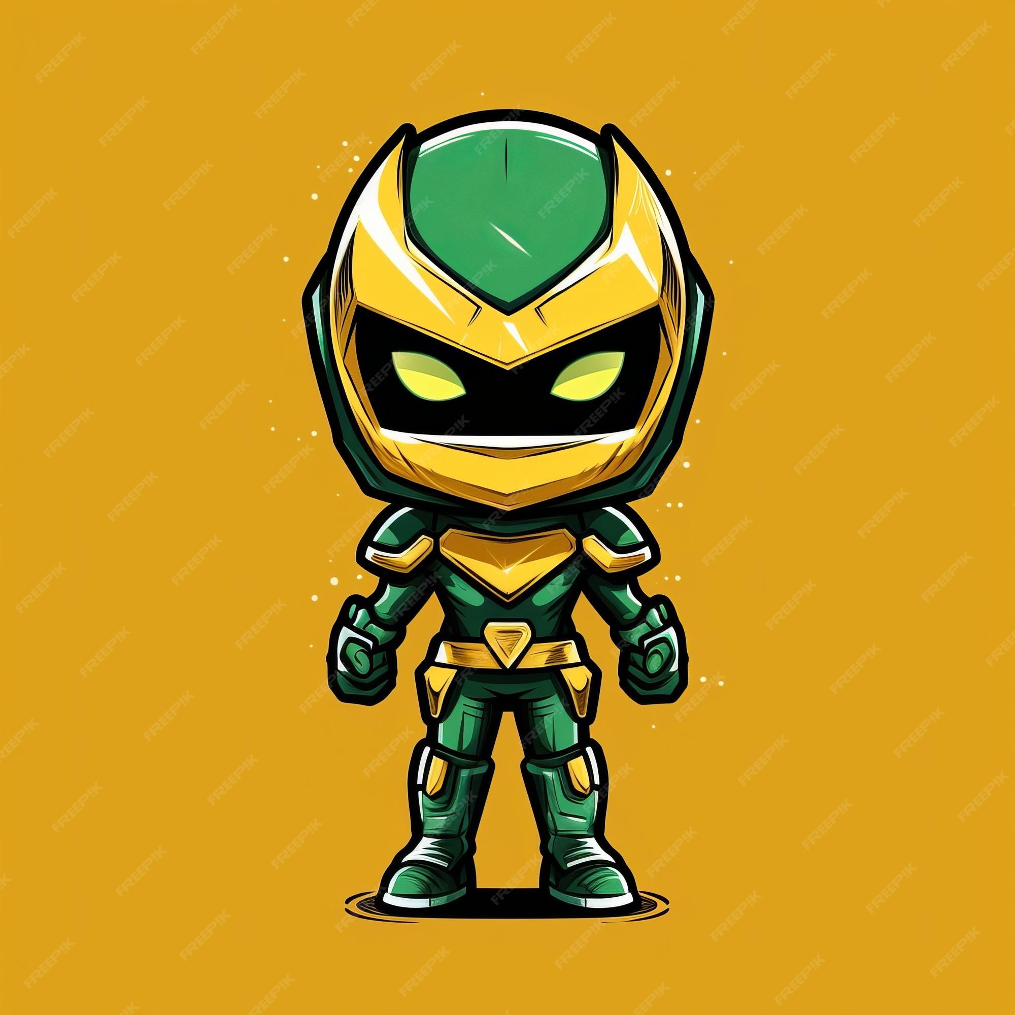 Um personagem de desenho animado de um ninja verde e amarelo