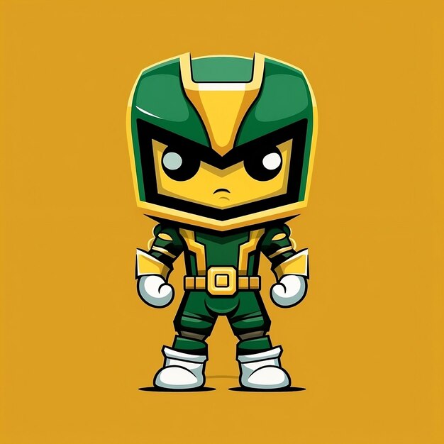 Um personagem de desenho animado de um ninja verde e amarelo