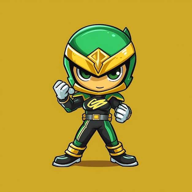 Um personagem de desenho animado de um ninja verde e amarelo