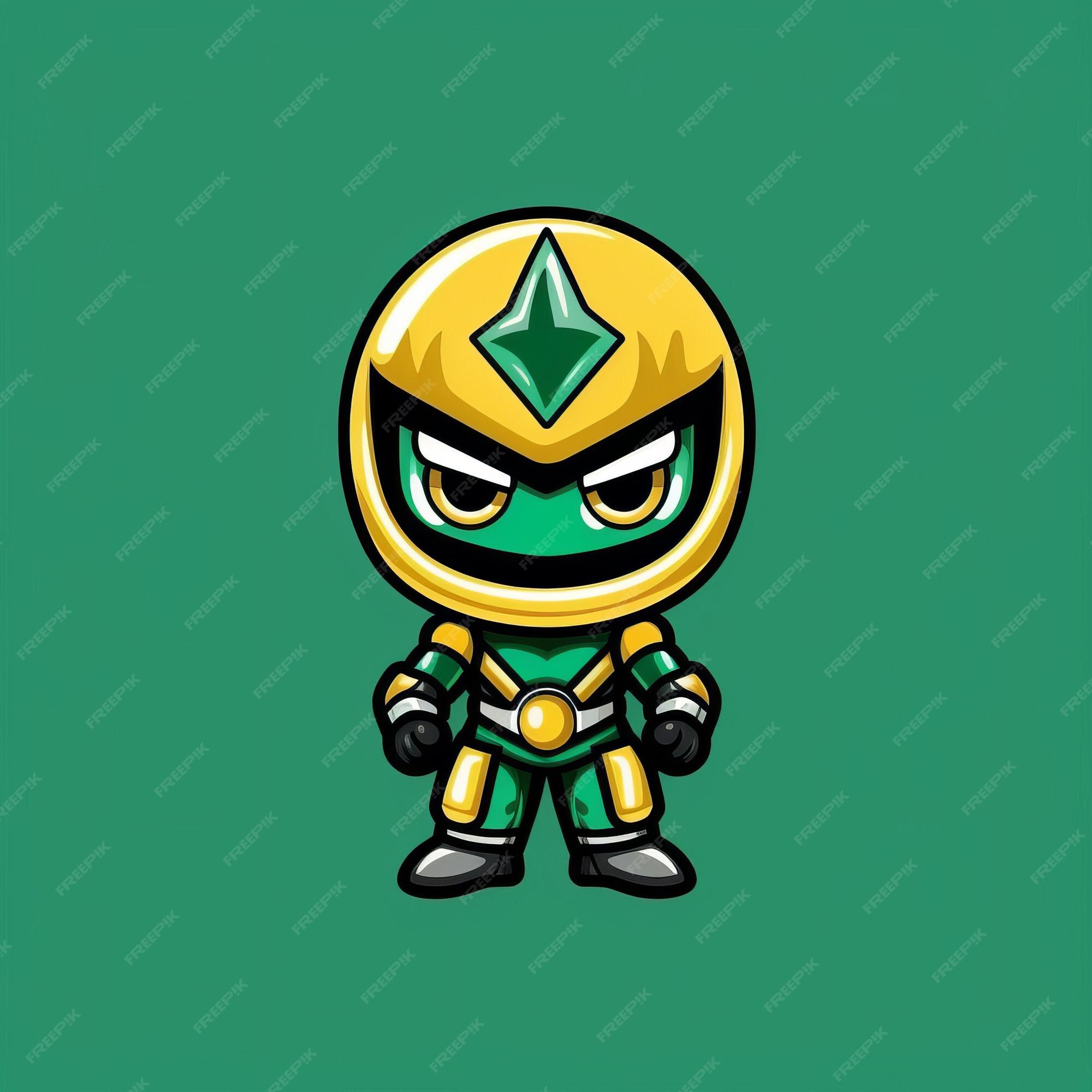 Um personagem de desenho animado de um ninja verde e amarelo