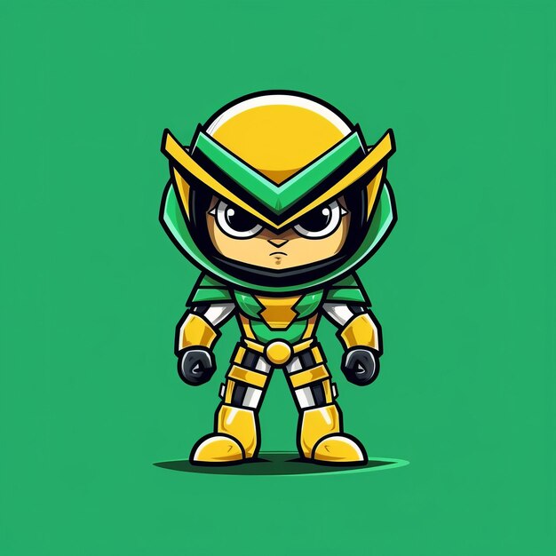 Um personagem de desenho animado de um ninja verde e amarelo