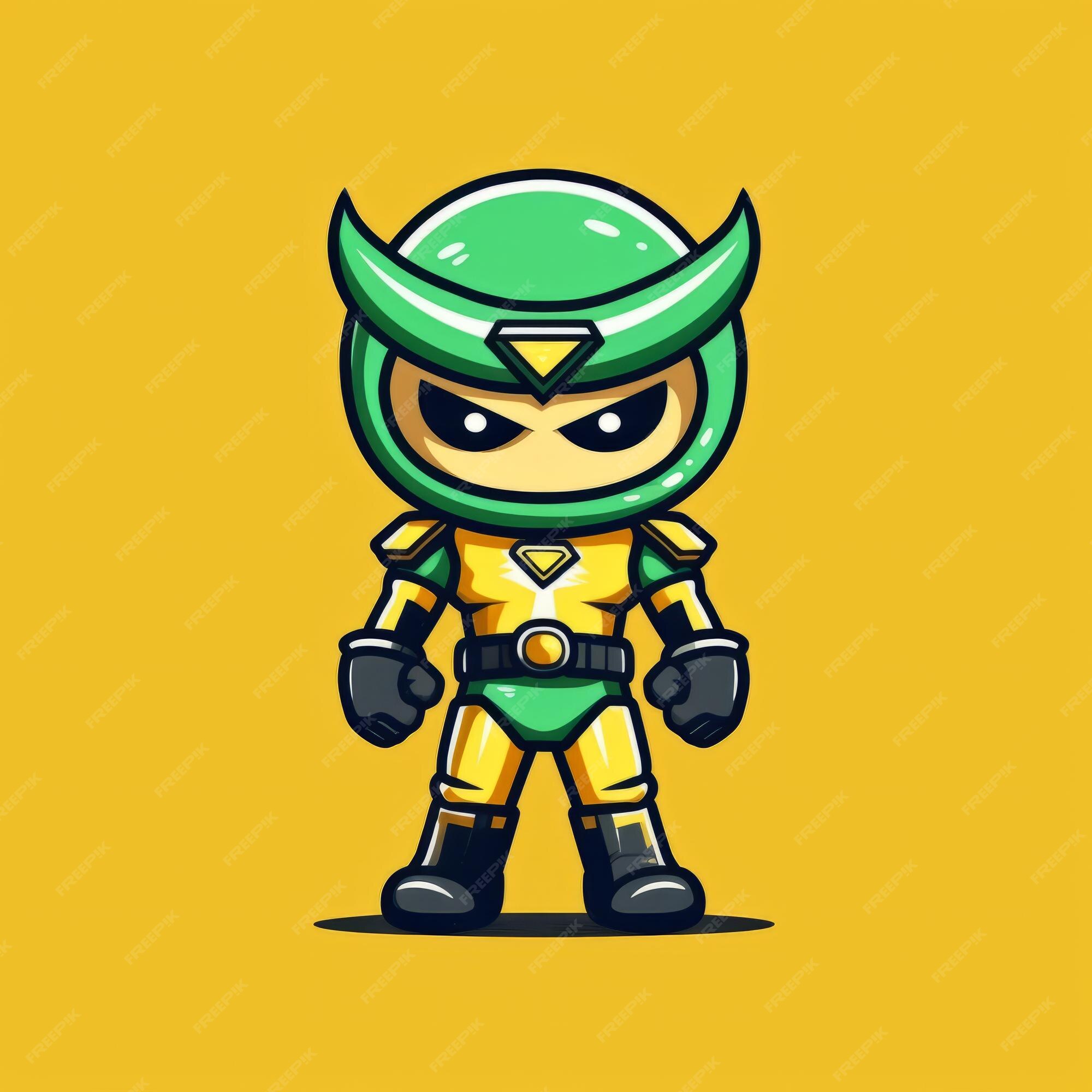 Um personagem de desenho animado de um ninja verde e amarelo