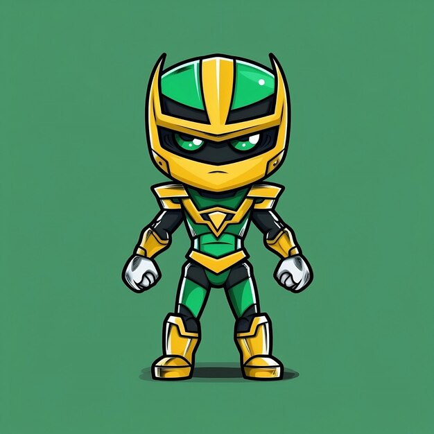 Um personagem de desenho animado de um ninja verde e amarelo