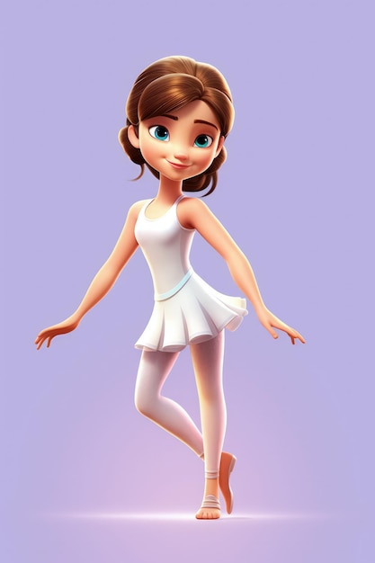 Um personagem de desenho animado de uma bailarina em um vestido branco