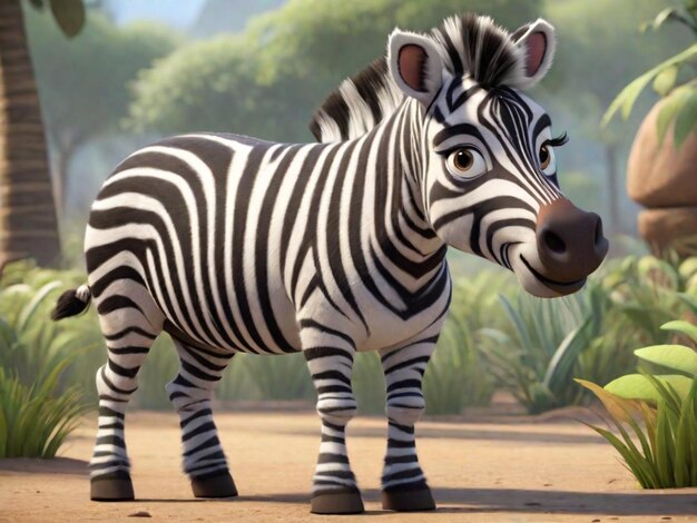 Um personagem de desenho animado de zebra em 3D