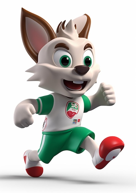 Um personagem de desenho animado do jogo o gato está vestindo uma camisa verde com a palavra mario nela.