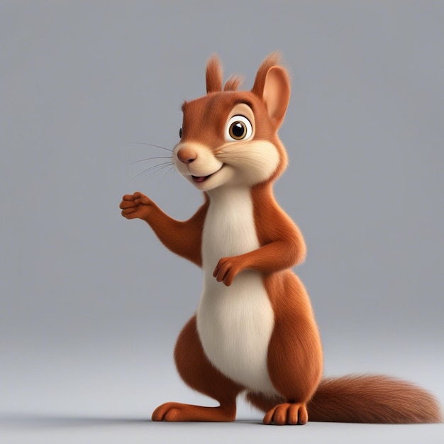 Um personagem de desenho animado fofo de esquilo 3d