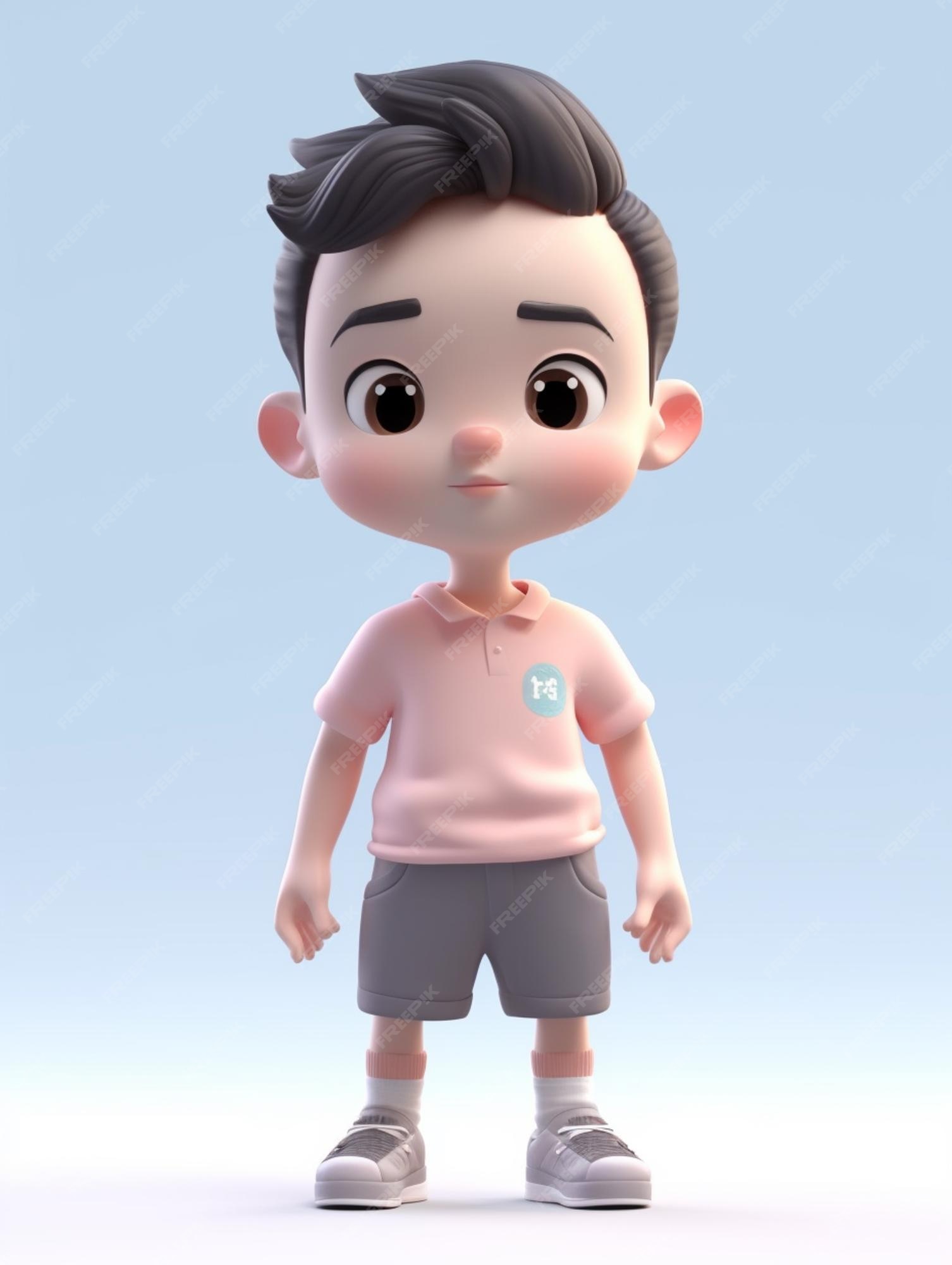 Um personagem de anime fofo com uma camisa rosa que diz eu te amo