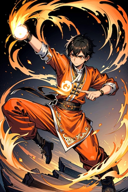 Foto um personagem de desenho animado praticando kung fu