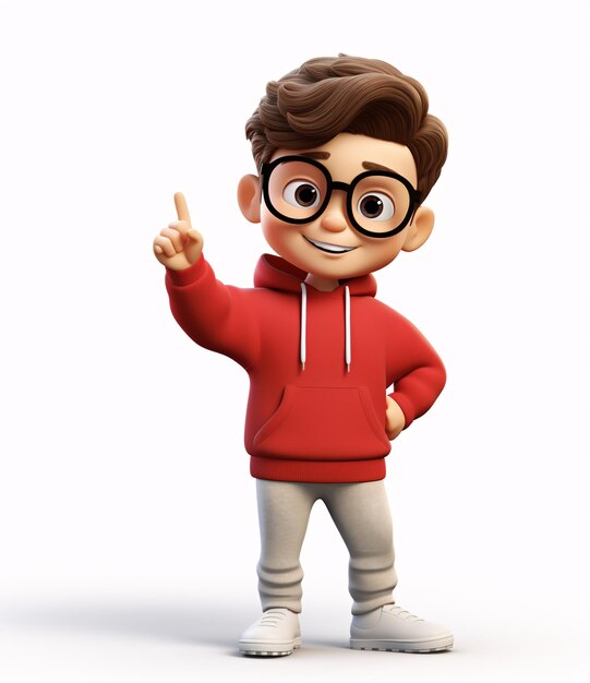 Um personagem de desenho animado usando óculos e um capuz vermelho AI generativa