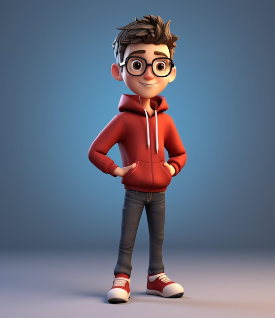 Um personagem de desenho animado vestindo um capuz vermelho e óculos IA generativa