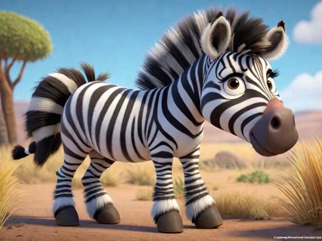 Um personagem de desenho animado zebra 3d