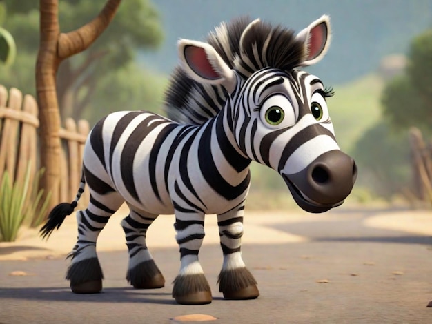 Um personagem de desenho animado zebra 3d