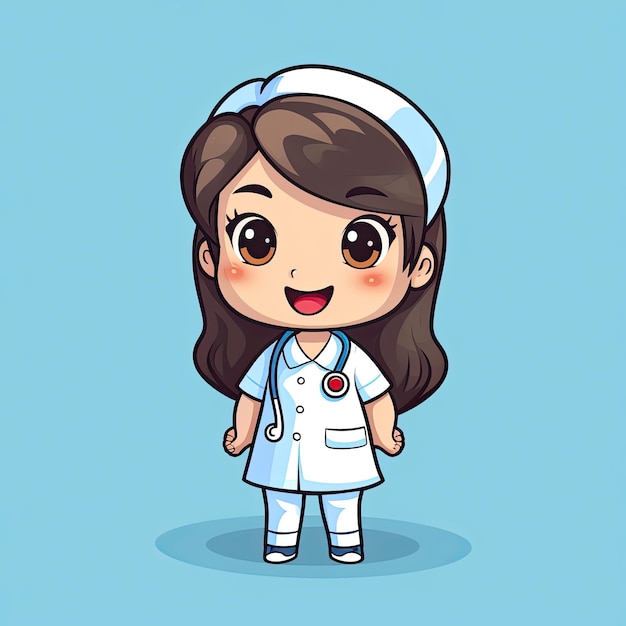 Um personagem de enfermeira bonito e amigável em ilustração vetorial Esta obra de arte adorável é perfeita para projetos de saúde e temas médicos