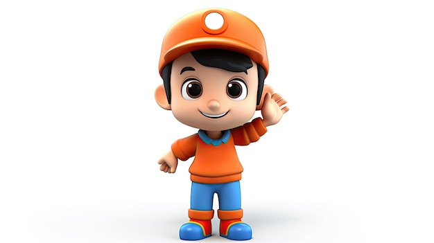 Um personagem de lego com um capacete laranja na cabeça